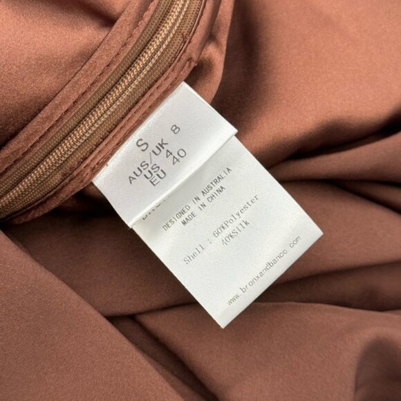 🆕 BRONX & BANCO 🧿 NWOT Leo Chocolate Brown Silk-Blend Maxi Dress, Sz S US 4 - Picture 15 of 15